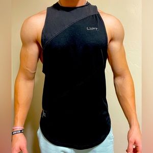 Black LVFT (Live Fit) mesh cut off tank top